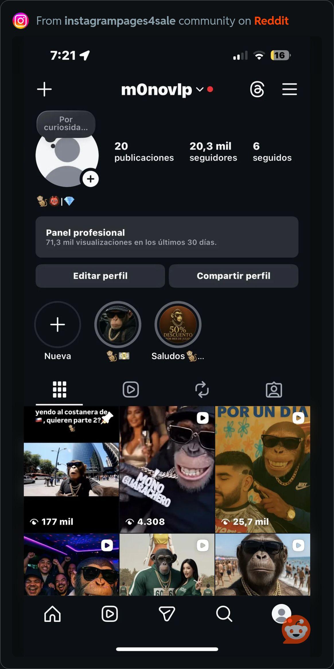 Instagram account 20k followers